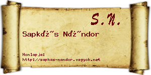 Sapkás Nándor névjegykártya