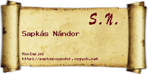Sapkás Nándor névjegykártya