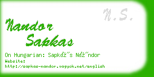 nandor sapkas business card